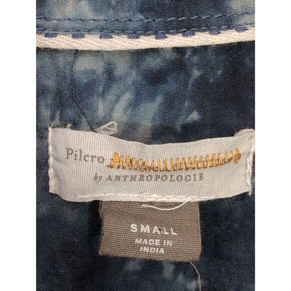 Anthropologie Pilcro Cate Classic Tie-Dye Shirt Womens S Blue Boho Button Up - Picture 6 of 10